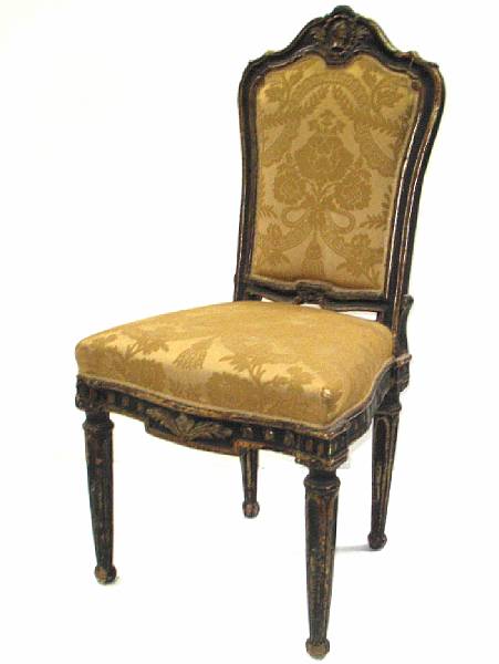 Appraisal: An Italian Neoclassical ebonized and parcel gilt side chair th