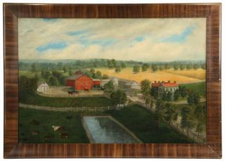 Appraisal: AMERICAN TH C FOLK ART PAINTING Superbly Executed Bird's Eye