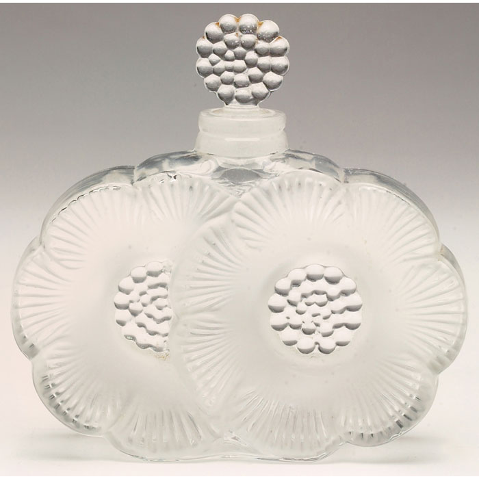 Appraisal: Lalique perfume bottle Deux Marguerites pattern in clear and frosted