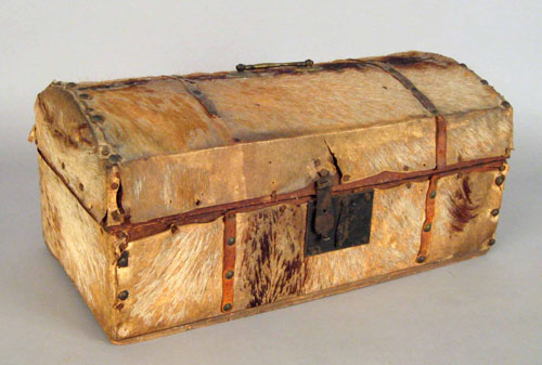 Appraisal: Hide covered lock box bearing the label of Thomas Bingham