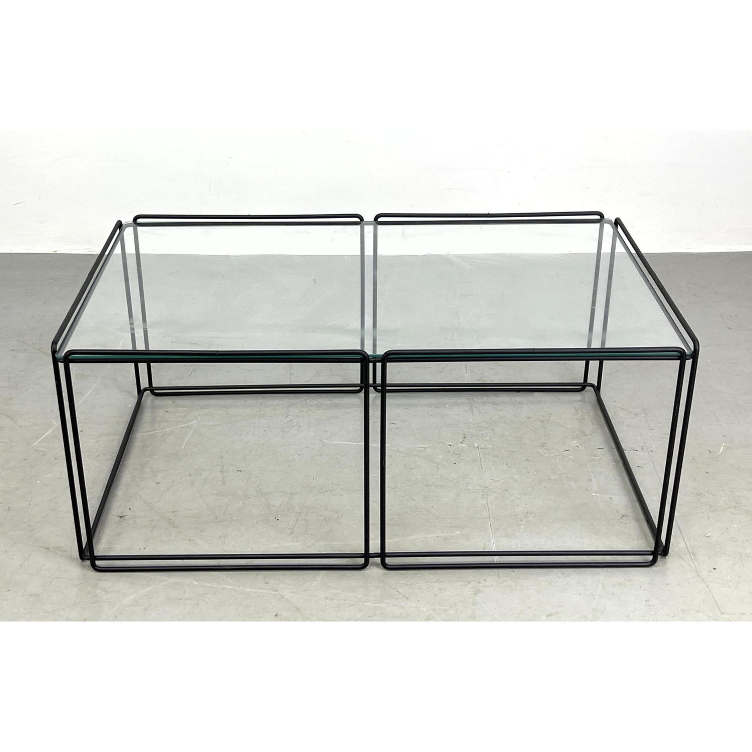 Appraisal: Max Sauze Isosceles Coffee Table Iron and glass Dimensions H