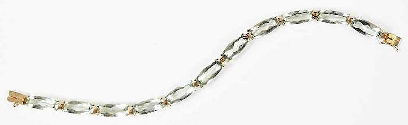 Appraisal: kt Prasiolite Bracelet fancy cut prasiolites approx x mm each