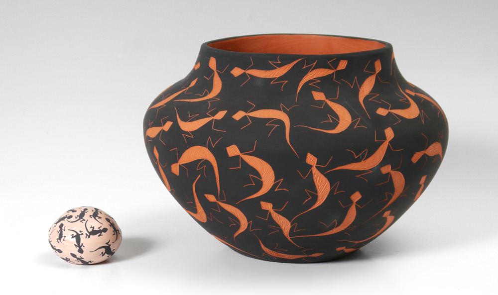 Appraisal: KUUTIMAITS'A ACOMA POTTERY OLLA SEED VASE pieces to include Olla