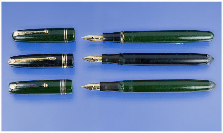 Appraisal: Three English Swan Pens A Swan Leverless Calligraph Pen by