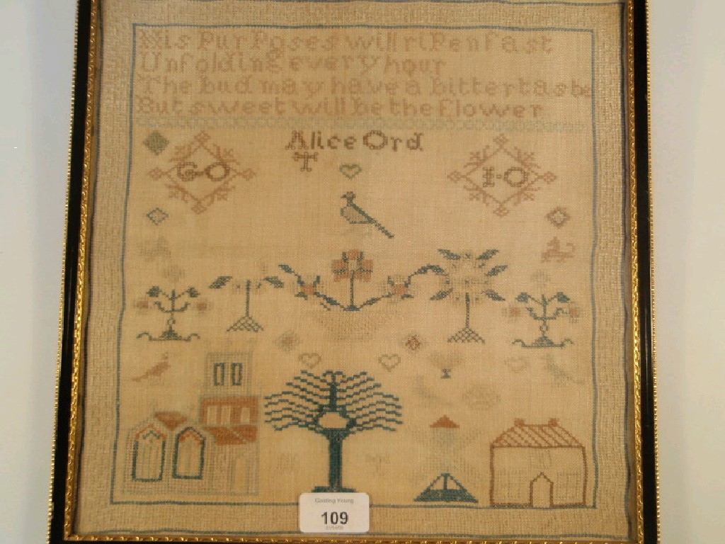 Appraisal: A thC sampler by Alice Ord worked in coloured silks