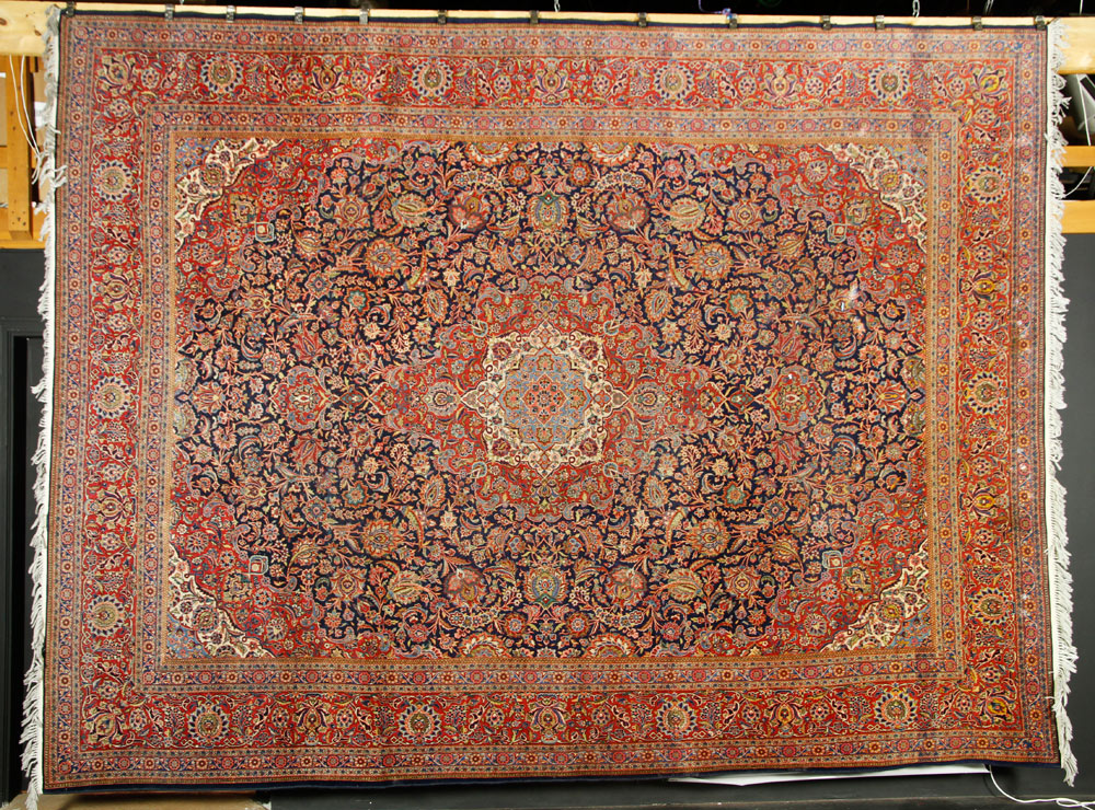 Appraisal: - Persian Tabriz Rug Persian Tabriz rug blue ground '