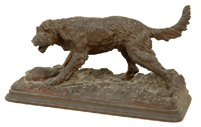 Appraisal: A VICTORIAN BRONZE FIGURE OF A GOLDEN RETRIEVER Signed A