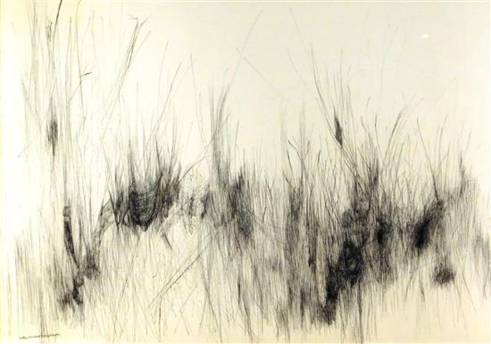 Appraisal: Mildred Thompson American - abstract study of field grasses pen