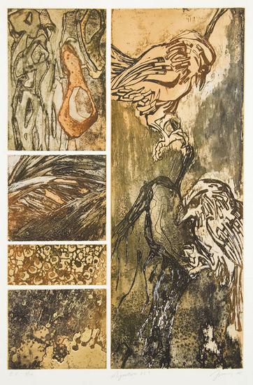 Appraisal: Francesca SamselTwo viscosity etchings printed in colors Migration inscribed E