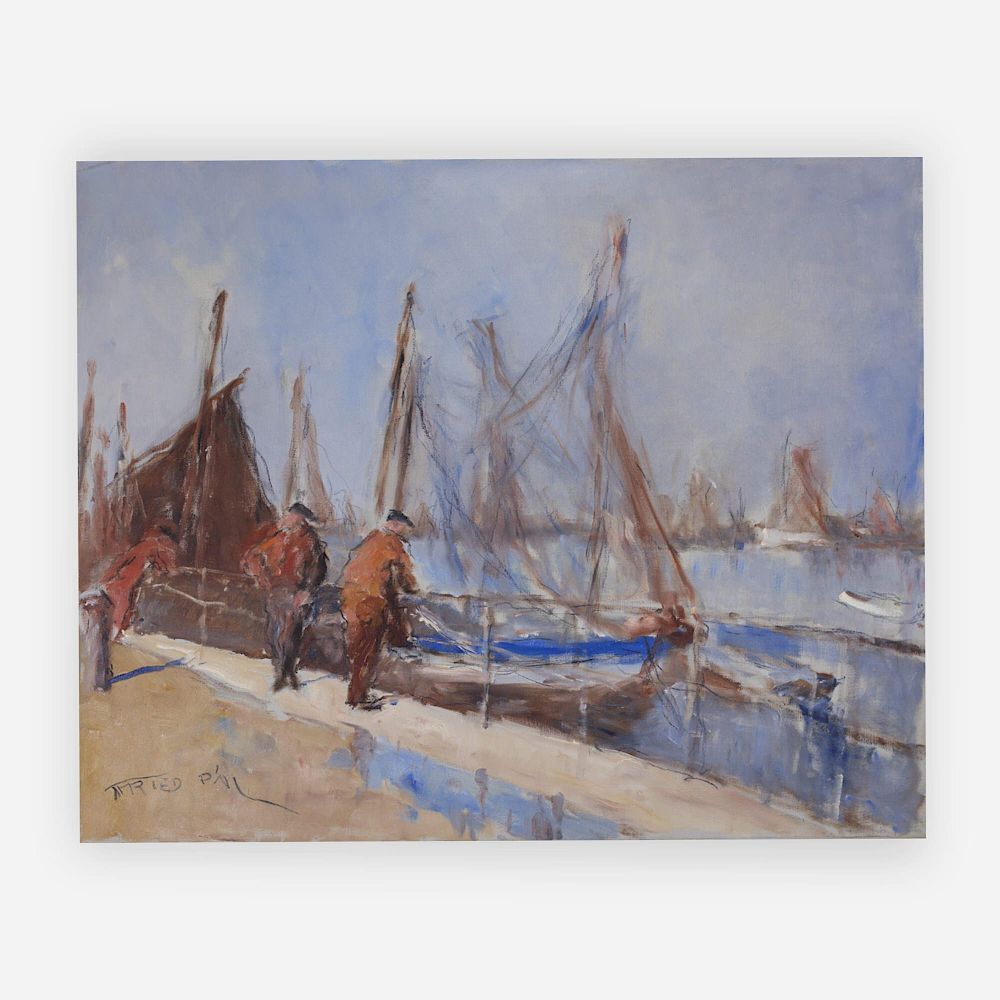 Appraisal: P l Fried - Untitled Men at harbor Lot P