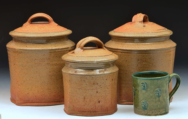 Appraisal: A J Young Pottery of HunworthTwo large jars and covers