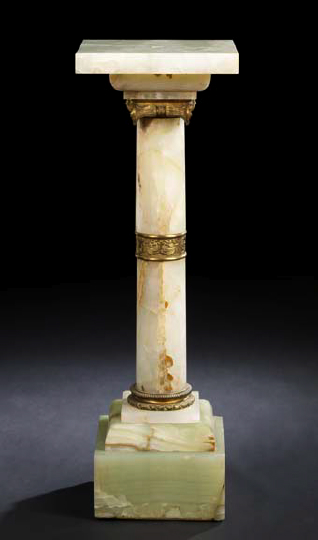 Appraisal: Italian Gilt-Brass-Mounted Onyx Columnar Pedestal fourth quarter th century in