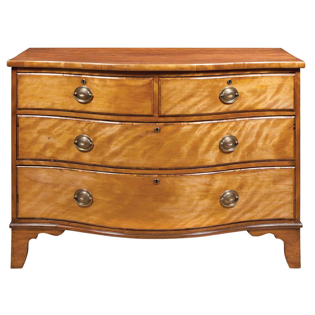 Appraisal: George III Birch Chest of Drawers The serpentine top above