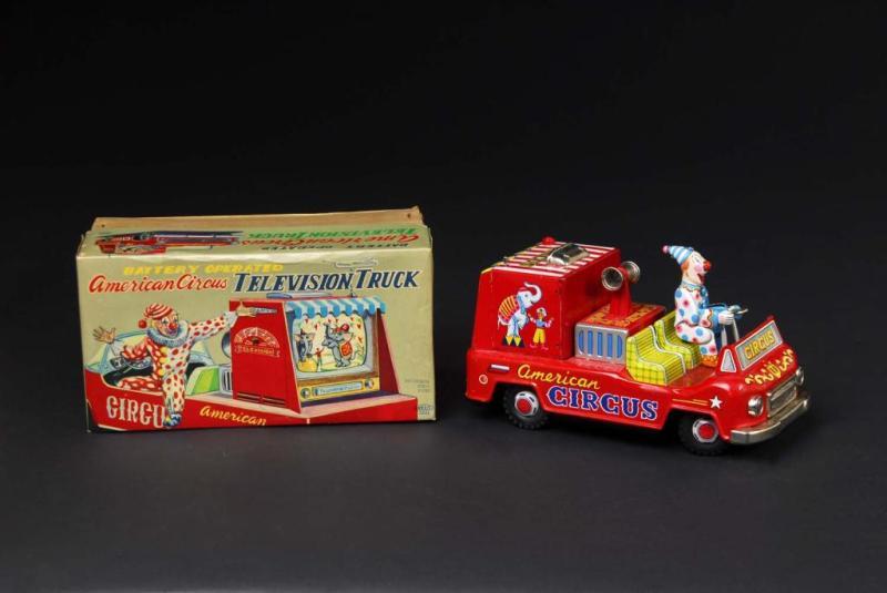 Appraisal: Tin American Circus Television Battery-Op Toy Description Japanese Working When