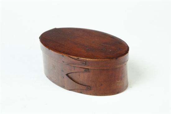 Appraisal: SHAKER BOX American late th century Oval bentwood box with