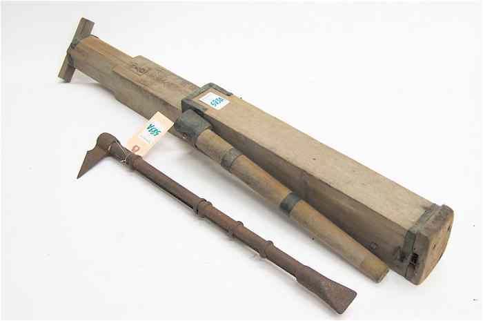 Appraisal: JAPANESE MACHI-BIKESHI FIREFIGHTER HAND PUMP AND FIRE AXE Meiji Period