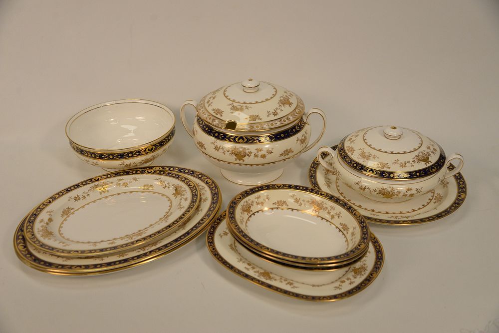 Appraisal: Twelve Minton Porcelain Dynasty Serving Pieces cobalt blue border ivory