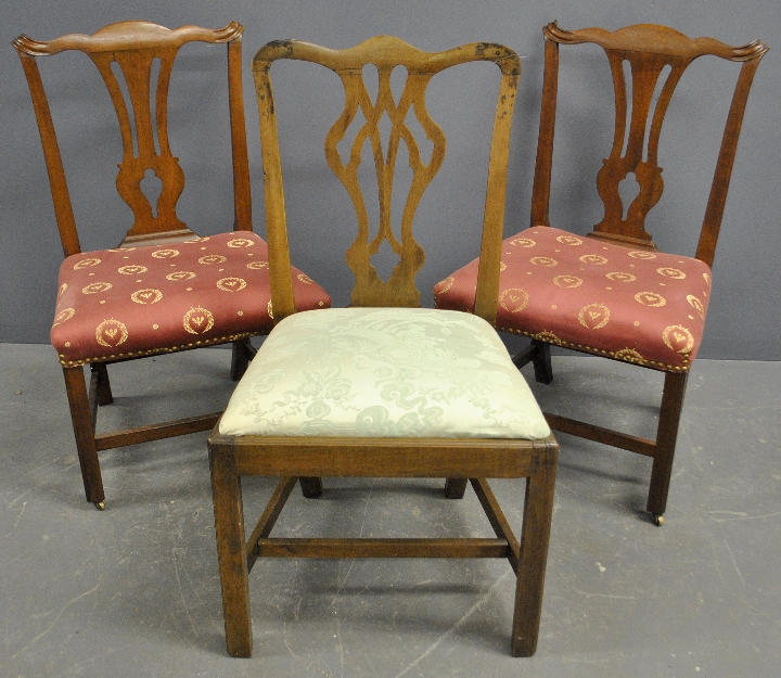 Appraisal: - Pair of English Chippendale mahogany side chairs h x