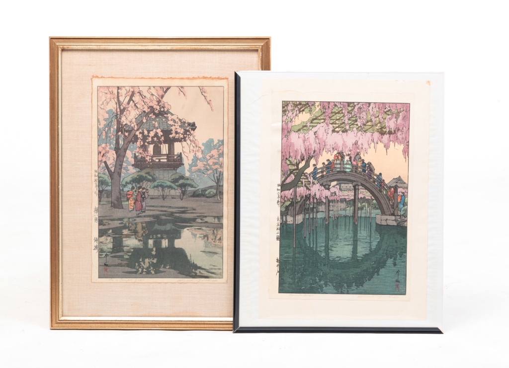 Appraisal: Japan - Stamped titles and signatures Cherry blossom scenes Kameido