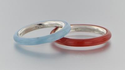 Appraisal: A Pair of Michael Dawkins Sterling Silver and Enamel Rings