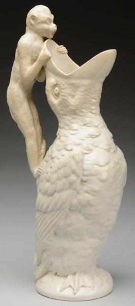 Appraisal: Porcelain Bird Pitcher Circa With bird and mouth open and