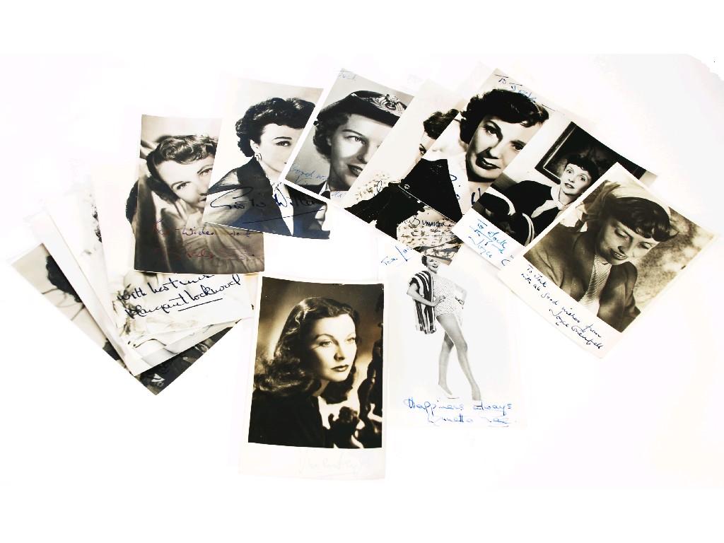 Appraisal: THIRTEEN CIRCA 's SIGNED PROMOTIONAL PHOTOGRAPHIC CARDS OF FAMOUS ACTRESSES