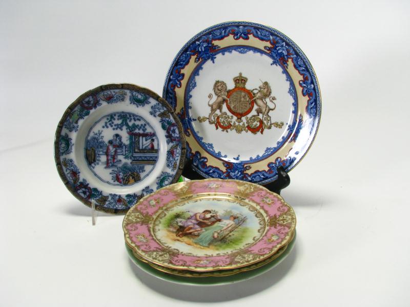 Appraisal: Group of five decorated porcelain plates various patterns and styles