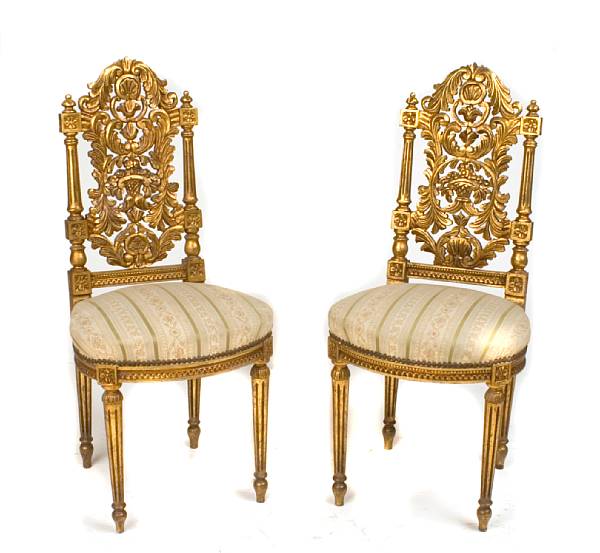 Appraisal: A pair of Louis XVI style gilt decorated music chairs