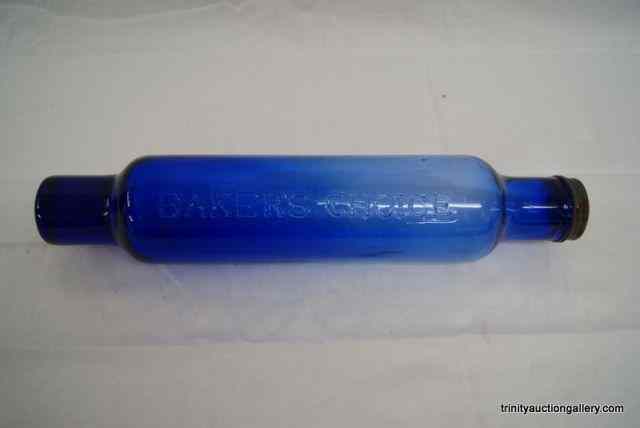 Appraisal: Vtg Bakers Choice Cobalt Blue Glass Rolling PinFrom the estate