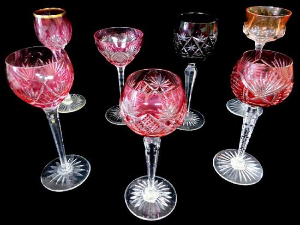 Appraisal: GLASS Seven cut to clear goblets Continental th C including