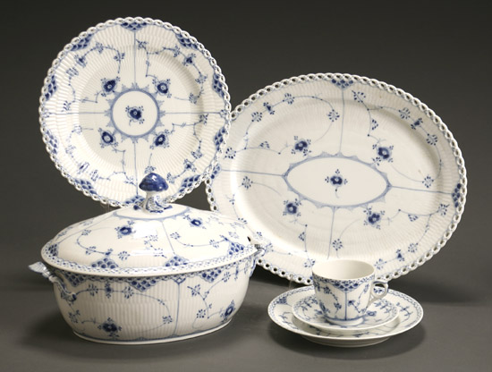 Appraisal: Royal Copenhagen Assembled Blue Fluted Dinner Service Modern Consisting of