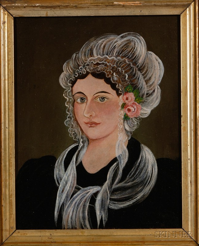 Appraisal: American School Mid- th Century Portrait of a Woman with