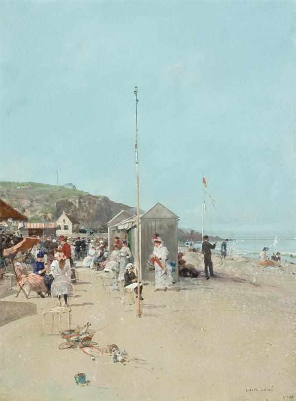 Appraisal: LUIGI LOIR French - Sur la Plage gouache with pastel