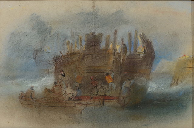 Appraisal: SAMUEL PROUT - Figures disembarking from a shipwreck off a