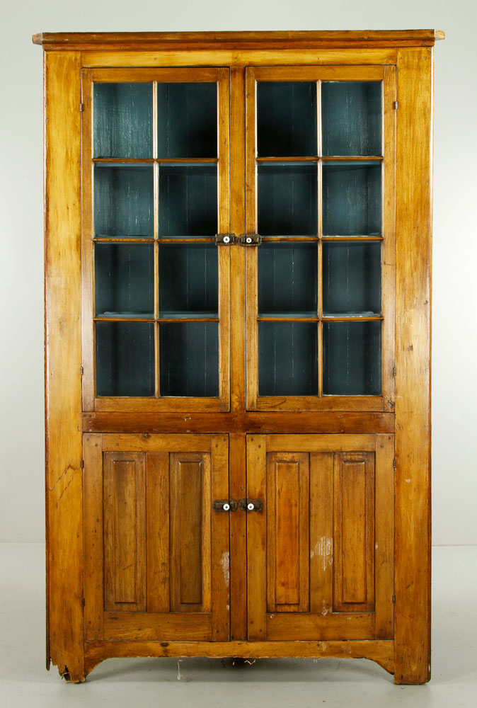 Appraisal: - Early American Corner Cabinet Early American corner cabinet with