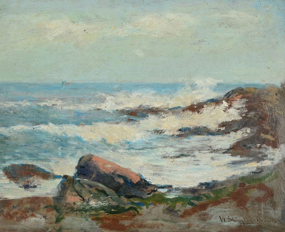 Appraisal: DROWN William Staples American - Coastal Scene with Surf Crashing