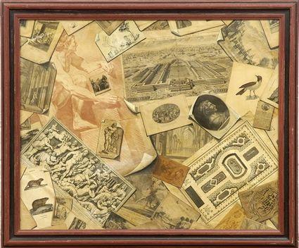 Appraisal: th C School Trompe l'Oeil Mixed media on paper framed