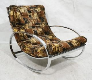 Appraisal: Modernist Chrome Milo Baughman attributed Rocking Chair Flat Chrome Frame