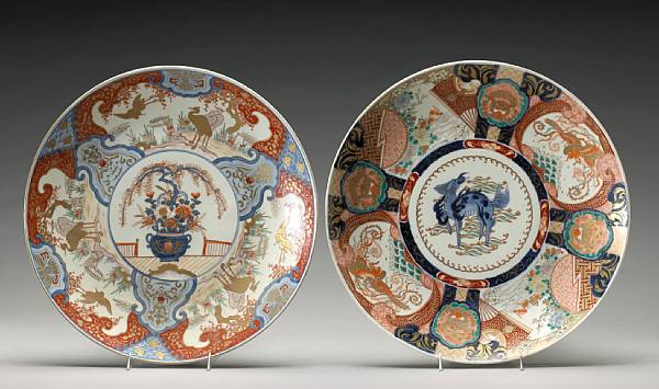 Appraisal: Three Imari porcelain chargers Meiji Period Comprising a pair of