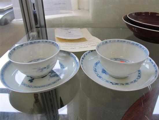 Appraisal: PAIR OF NANKING CARGO TEA BOWLS AND UNDER PLATES CIRCA