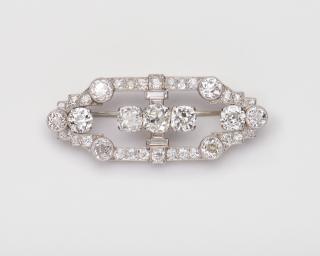 Appraisal: RAYMOND YARD Platinum and Diamond Brooch RAYMOND YARD Platinum and