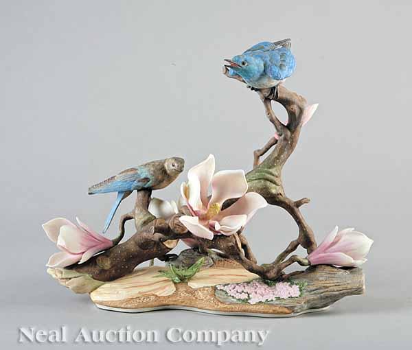 Appraisal: A Boehm Porcelain Mountain Bluebirds Figural Group no stamped signed