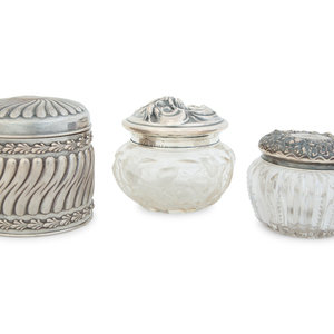 Appraisal: Three American Silver Covered Jars Various Makers th th Century