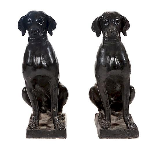 Appraisal: A Pair of Painted Concrete Labrador Retrievers Height inches A