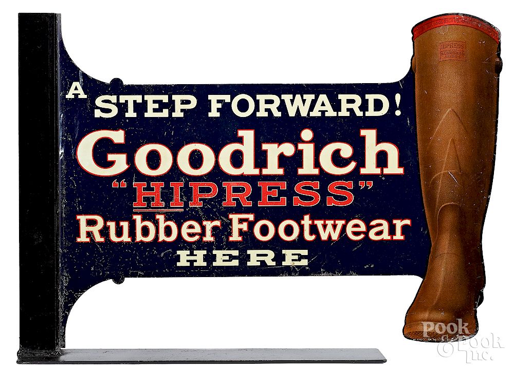 Appraisal: Goodrich Hipress Rubber Footwear sign Goodrich Hipress Rubber Footwear tin