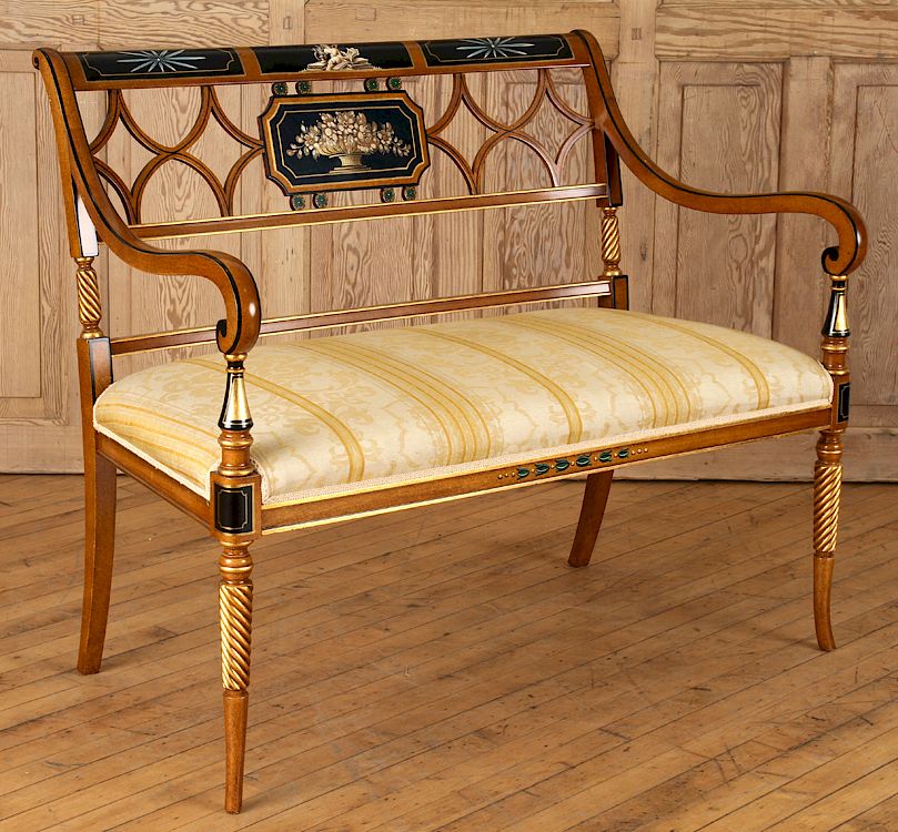 Appraisal: REGENCY STYLE OPEN ARM SETTEE BY GALIMBERTI LINO An English