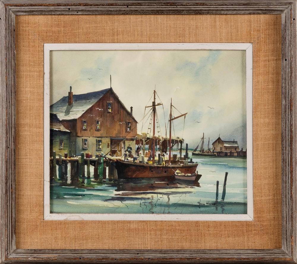 Appraisal: JOHN CUTHBERT HARE MASSACHUSETTS FLORIDA - FISHING BOAT AT A