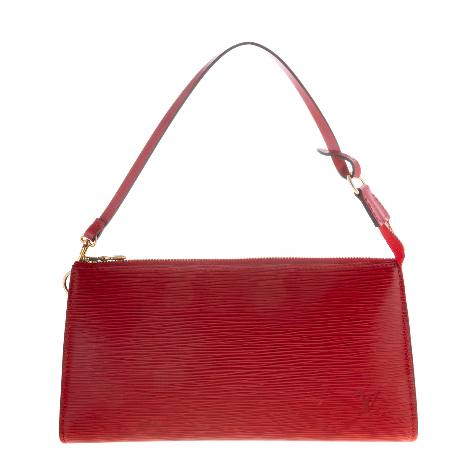 Appraisal: A LOUIS VUITTON EPI POCHETTE ACCESSOIRES A red Epi leather