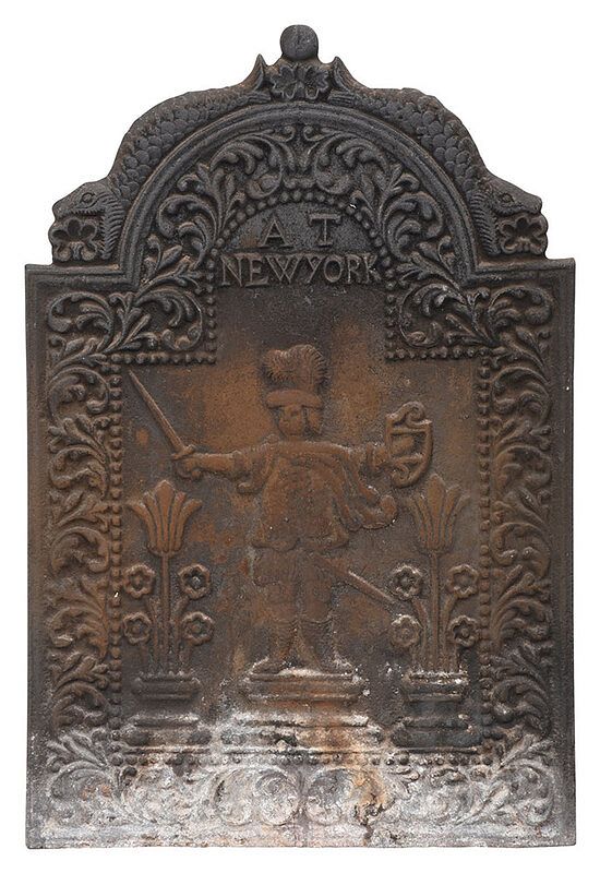 Appraisal: New York Cast Iron Fireback The Highlander circa tombstone shaped