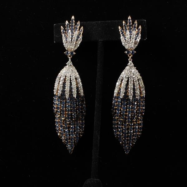 Appraisal: Trifari Alfred Philippe Fireworks Sapphire Diamante Chandelier Drop Earrings